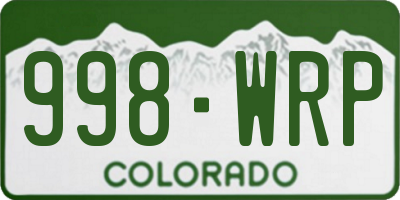 CO license plate 998WRP