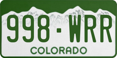 CO license plate 998WRR