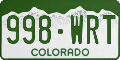 CO license plate 998WRT