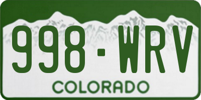CO license plate 998WRV