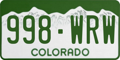 CO license plate 998WRW