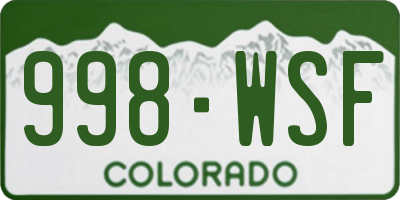 CO license plate 998WSF
