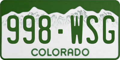 CO license plate 998WSG