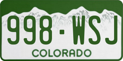 CO license plate 998WSJ