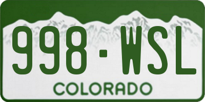 CO license plate 998WSL