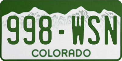 CO license plate 998WSN