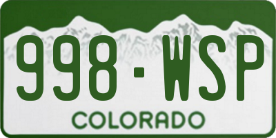 CO license plate 998WSP