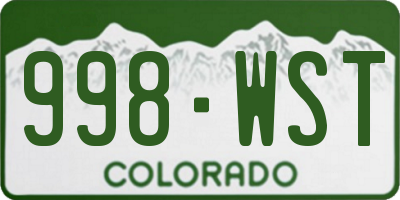 CO license plate 998WST