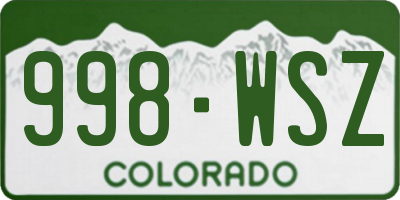 CO license plate 998WSZ