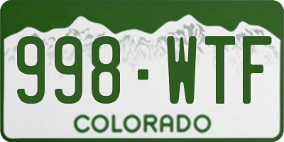 CO license plate 998WTF