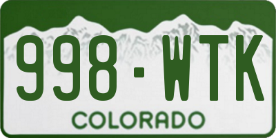 CO license plate 998WTK