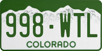CO license plate 998WTL