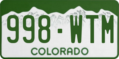 CO license plate 998WTM