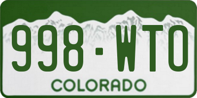 CO license plate 998WTO
