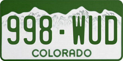 CO license plate 998WUD
