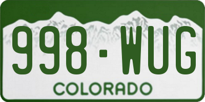 CO license plate 998WUG