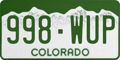 CO license plate 998WUP