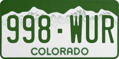 CO license plate 998WUR