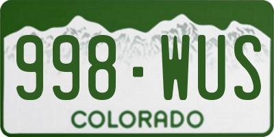 CO license plate 998WUS