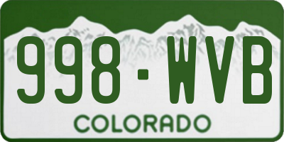 CO license plate 998WVB