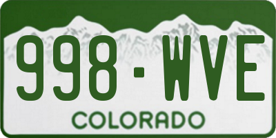 CO license plate 998WVE