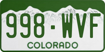 CO license plate 998WVF
