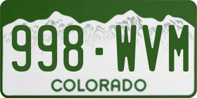 CO license plate 998WVM