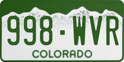 CO license plate 998WVR