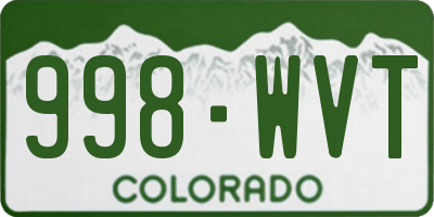 CO license plate 998WVT