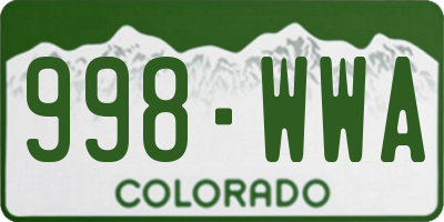 CO license plate 998WWA