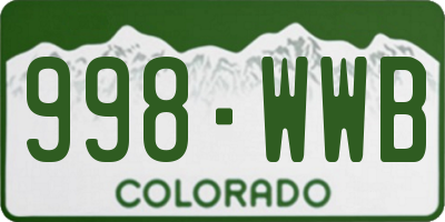 CO license plate 998WWB