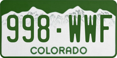 CO license plate 998WWF