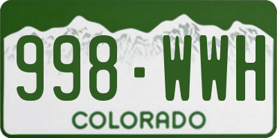 CO license plate 998WWH