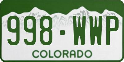 CO license plate 998WWP