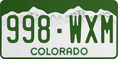 CO license plate 998WXM
