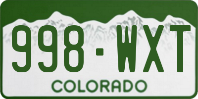 CO license plate 998WXT