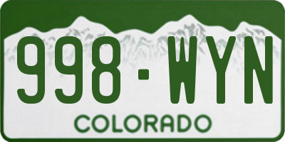 CO license plate 998WYN