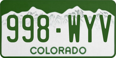 CO license plate 998WYV