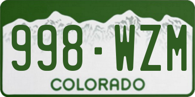 CO license plate 998WZM