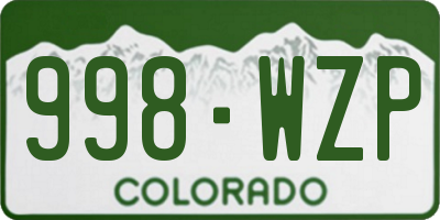 CO license plate 998WZP