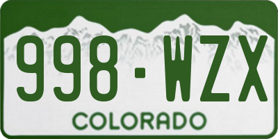 CO license plate 998WZX