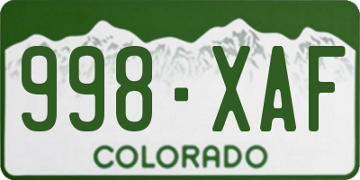 CO license plate 998XAF