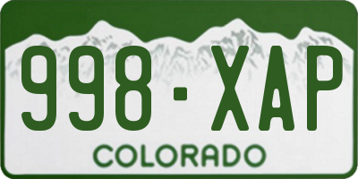 CO license plate 998XAP