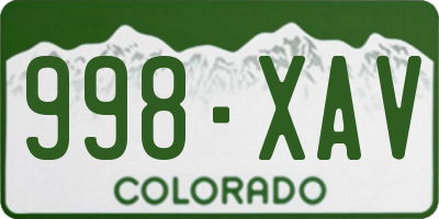 CO license plate 998XAV