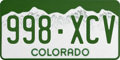 CO license plate 998XCV