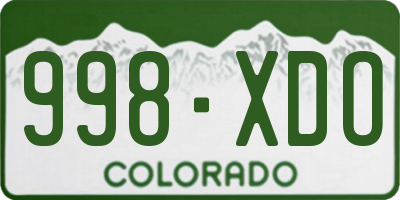 CO license plate 998XDO