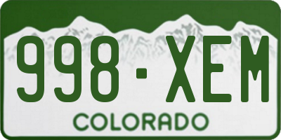 CO license plate 998XEM