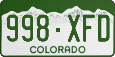CO license plate 998XFD