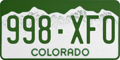 CO license plate 998XFO
