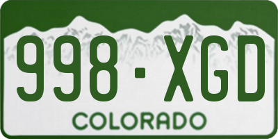CO license plate 998XGD